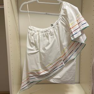 Rosie Assoulin Wedge Rainbow one shoulder top size Small